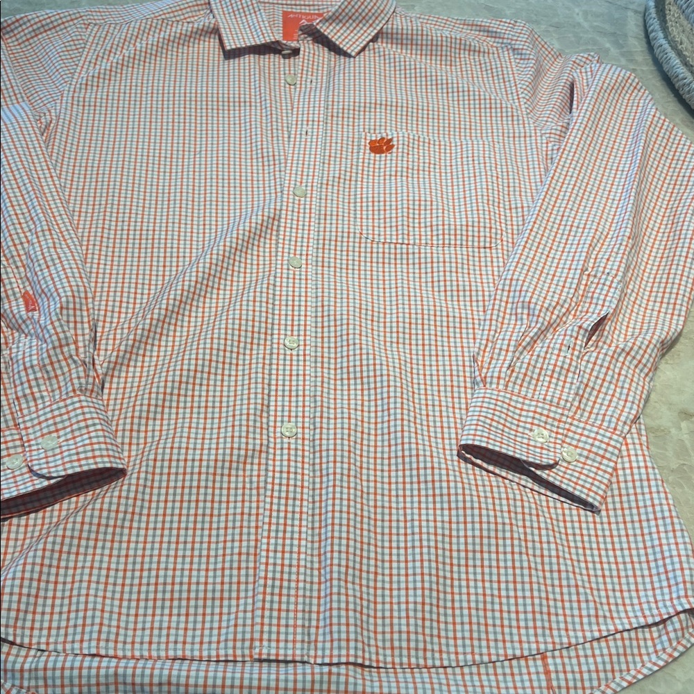 Antigua Clemson Tigers Shirt Men's Large Orange White Long Sleeve